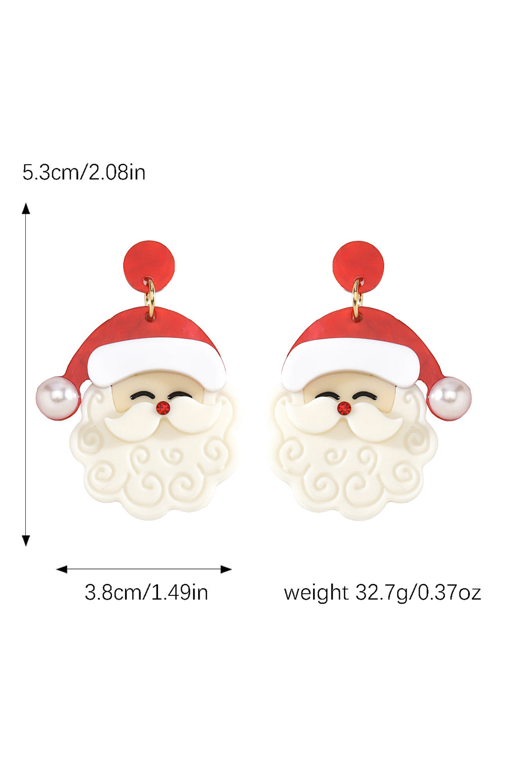 White Bright Pearl Decor Cute Father Christmas Earrings