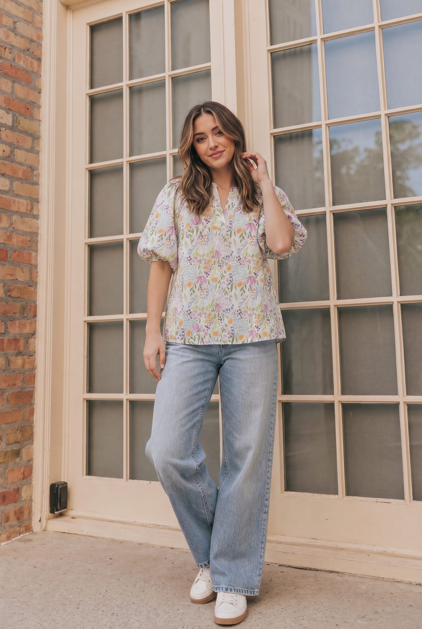 Running Through Wildflowers Flutter Sleeve Blouse