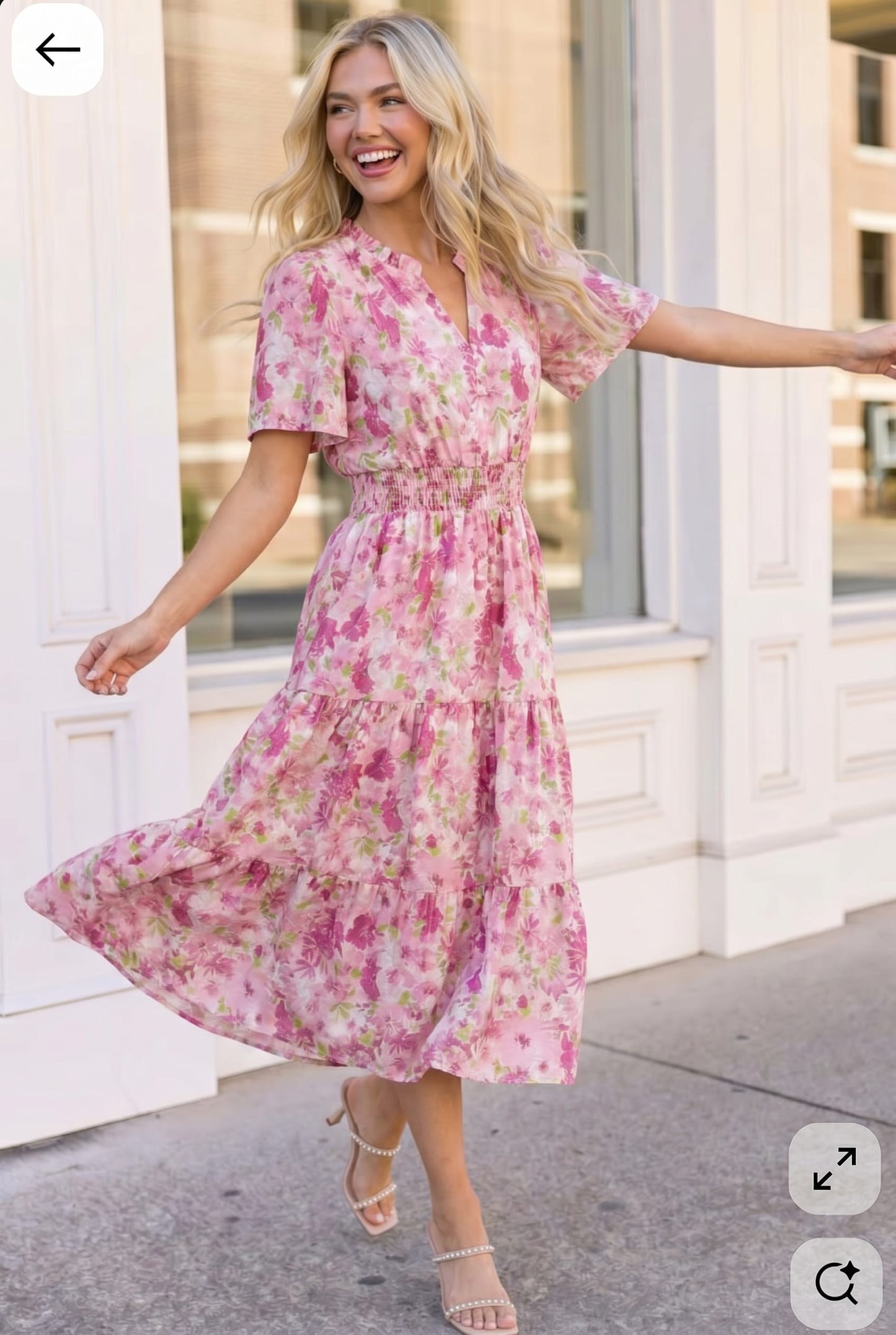 A Georgia Dream in Pink Floral Midi Dress