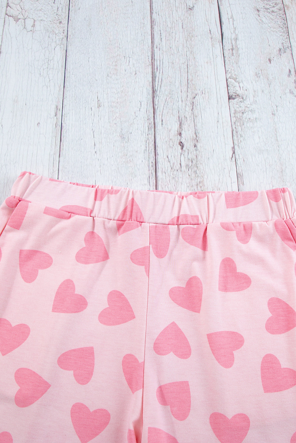 Valentine Heart Print Long Sleeve Top Shorts Lounge Set