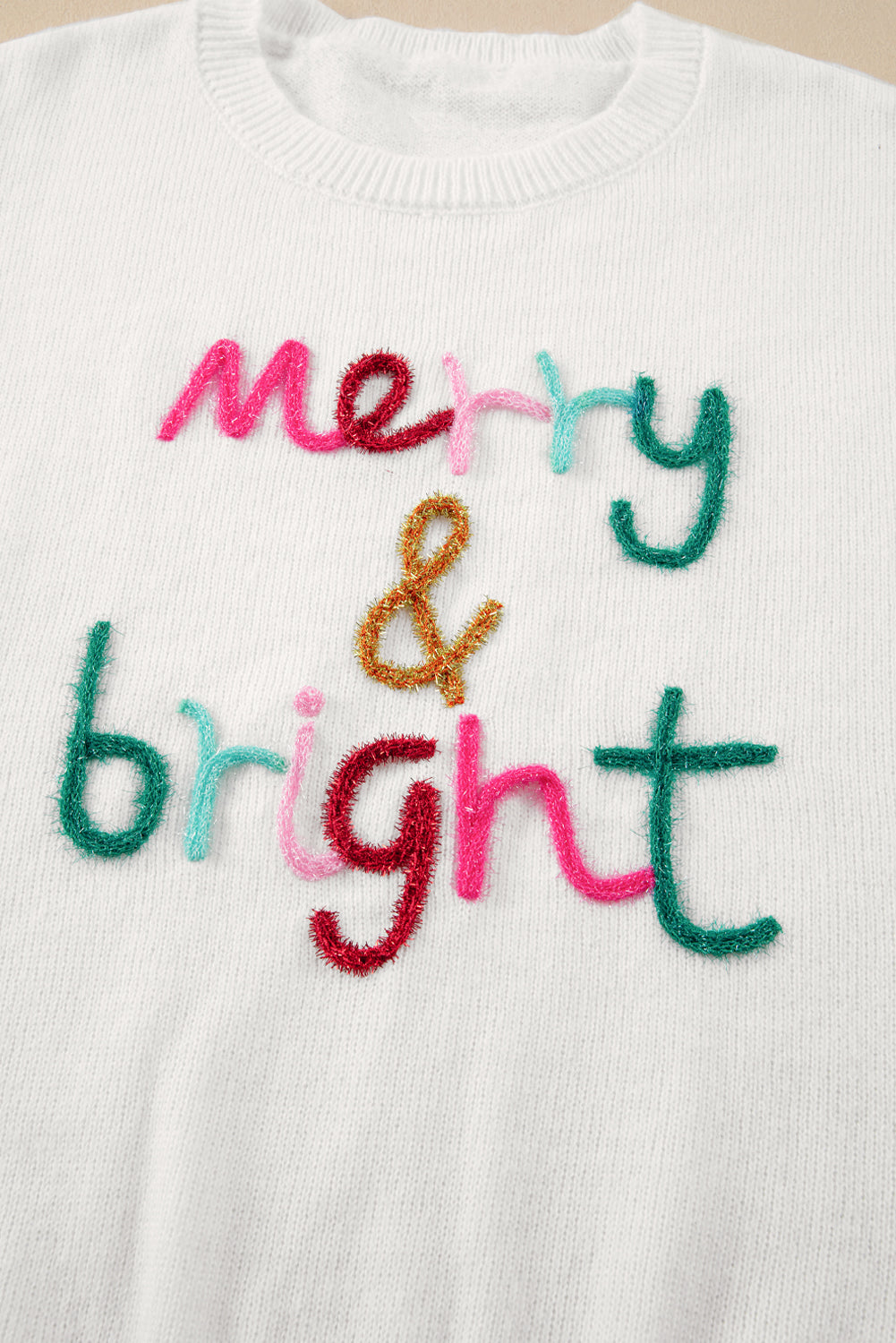 White Holly Jolly Round Neck Casual Sweater