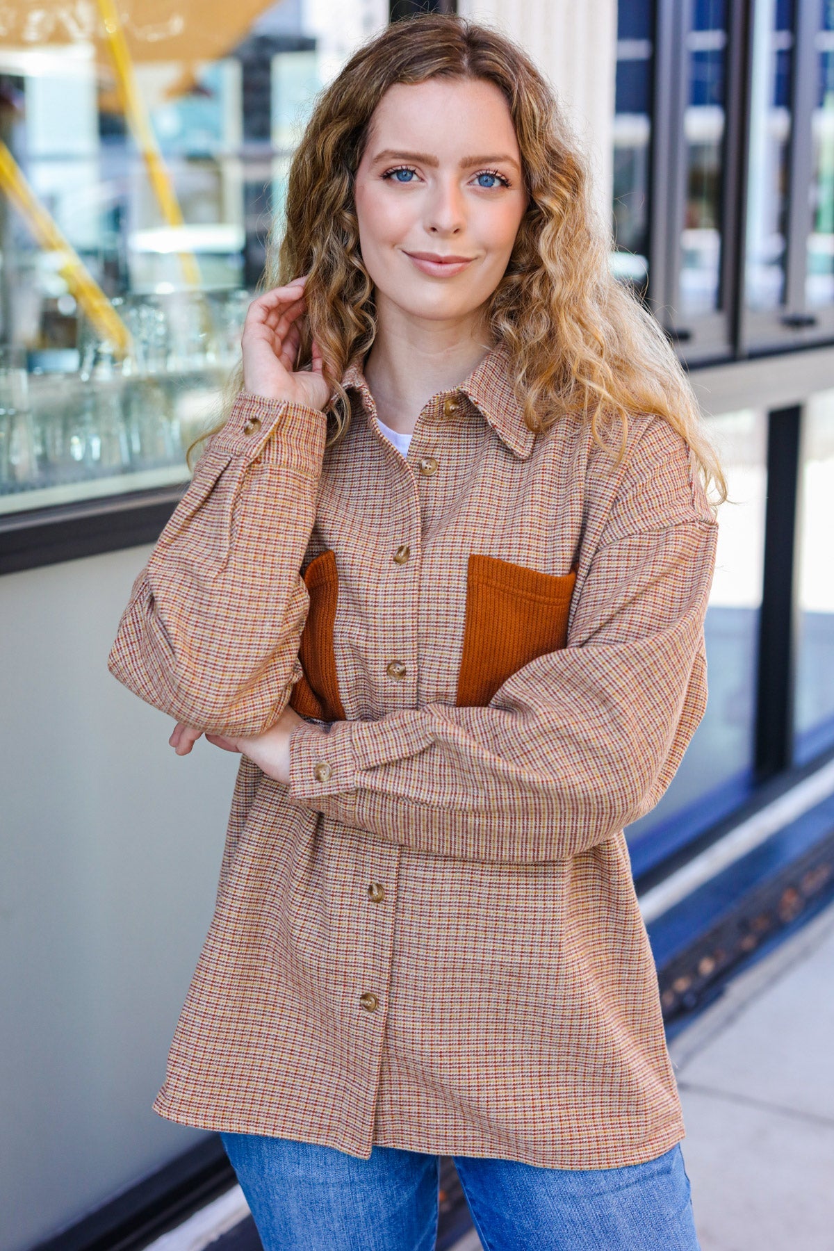 Start Your Day Rust Flannel Plaid Oversized Shacket