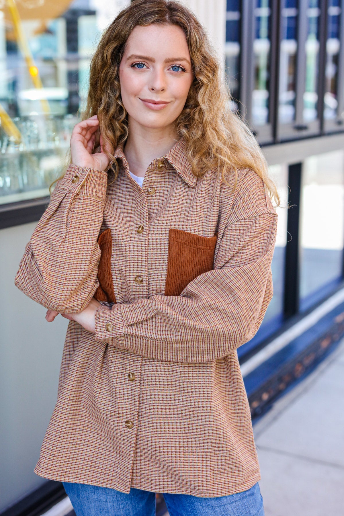 Start Your Day Rust Flannel Plaid Oversized Shacket