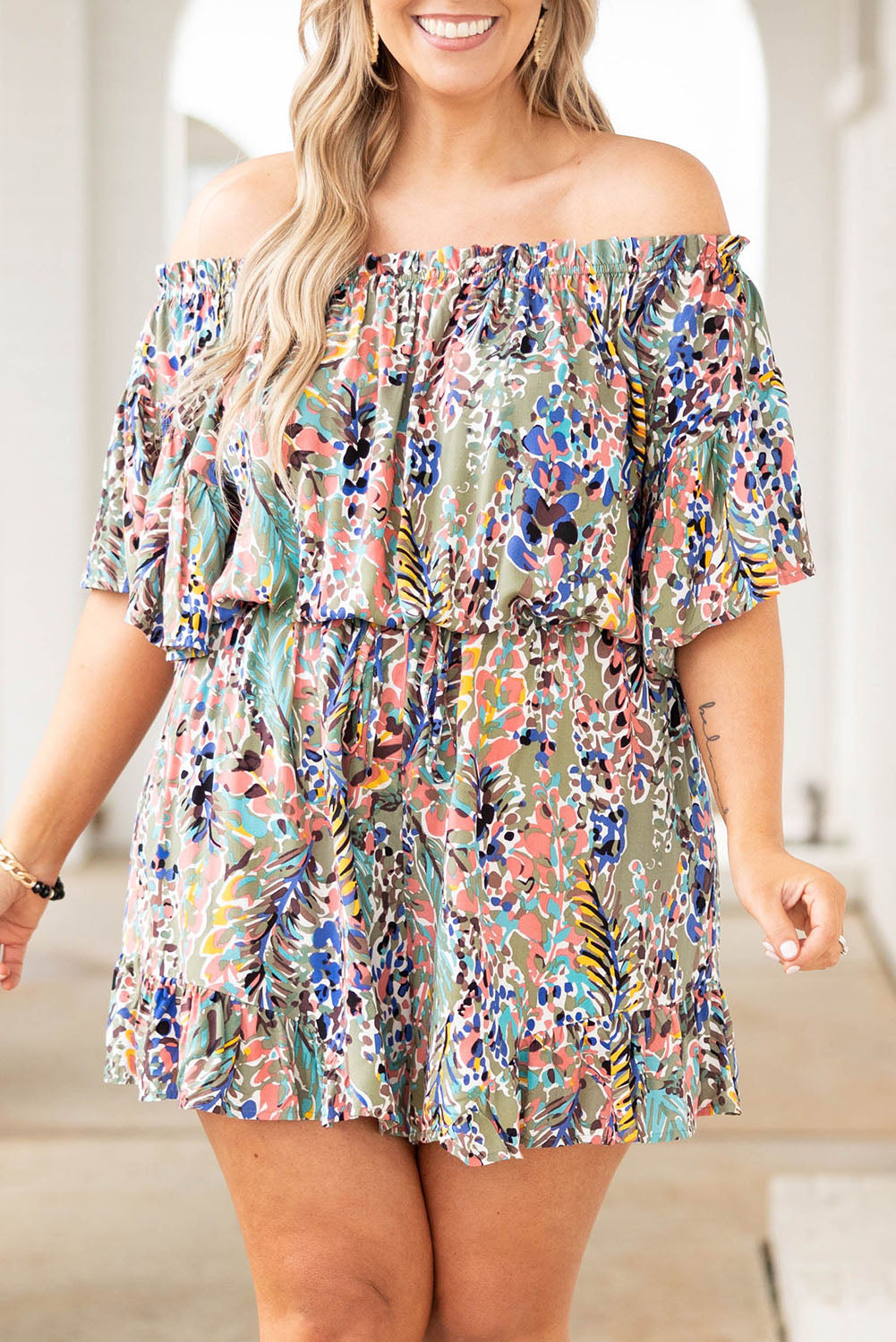 Green Wrap V Neck Floral Maxi Dress