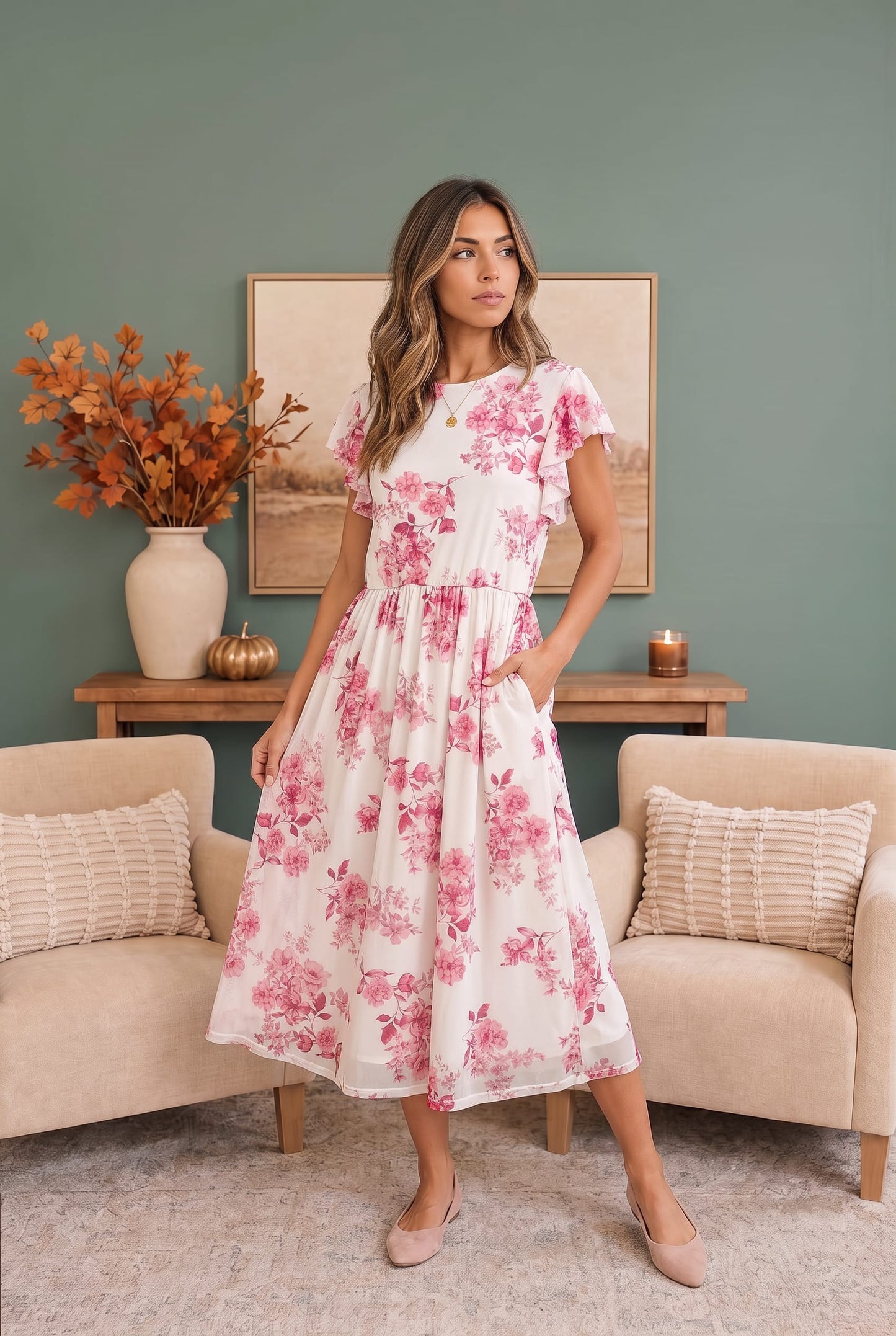 Daytime Romance Floral Midi Dress