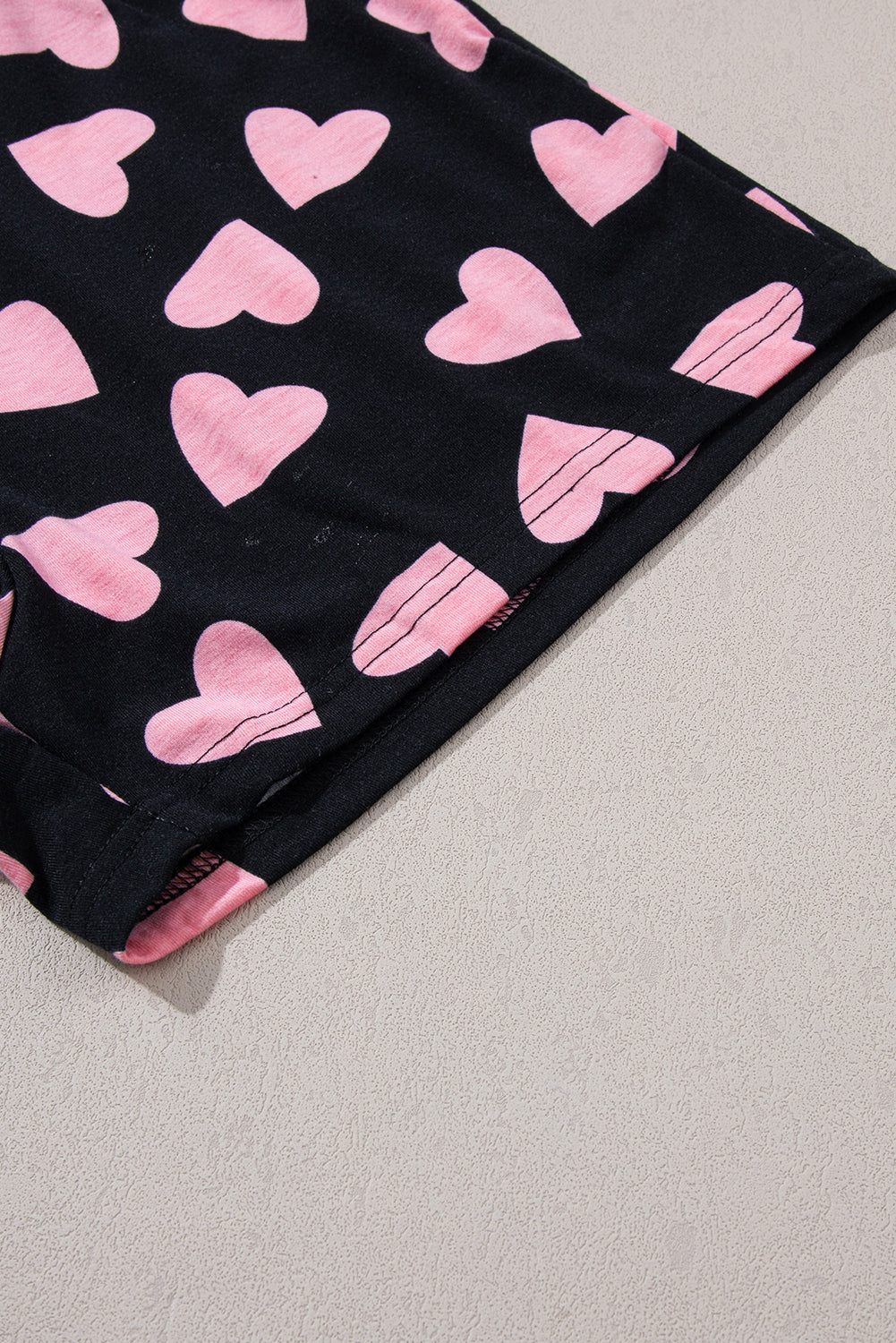 Valentine Heart Print Long Sleeve Top Shorts Lounge Set