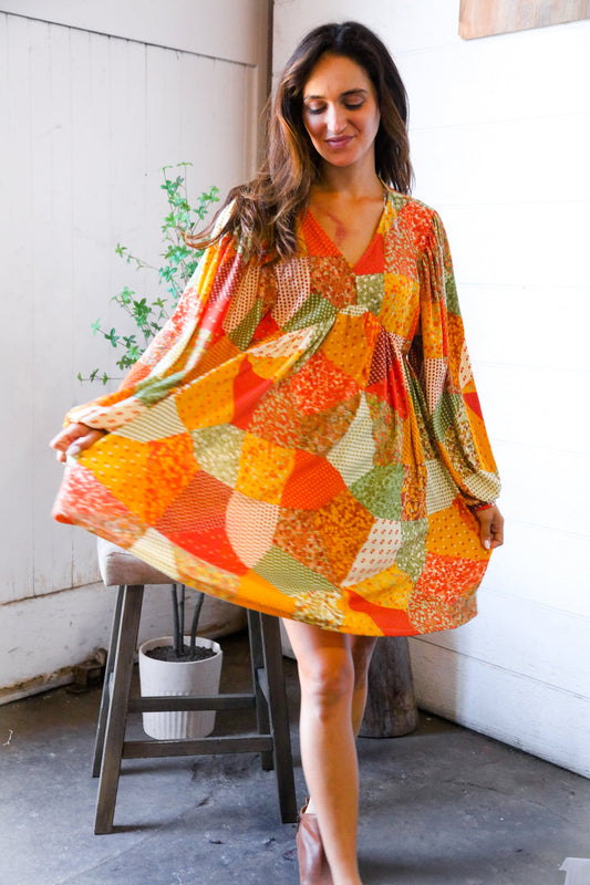 Harvest Patchwork Dreams Thermal Babydoll Bubble Dress