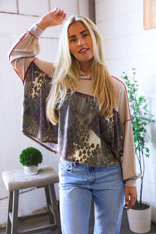 Take Your Sweet Time Animal Patchwork Hoodie