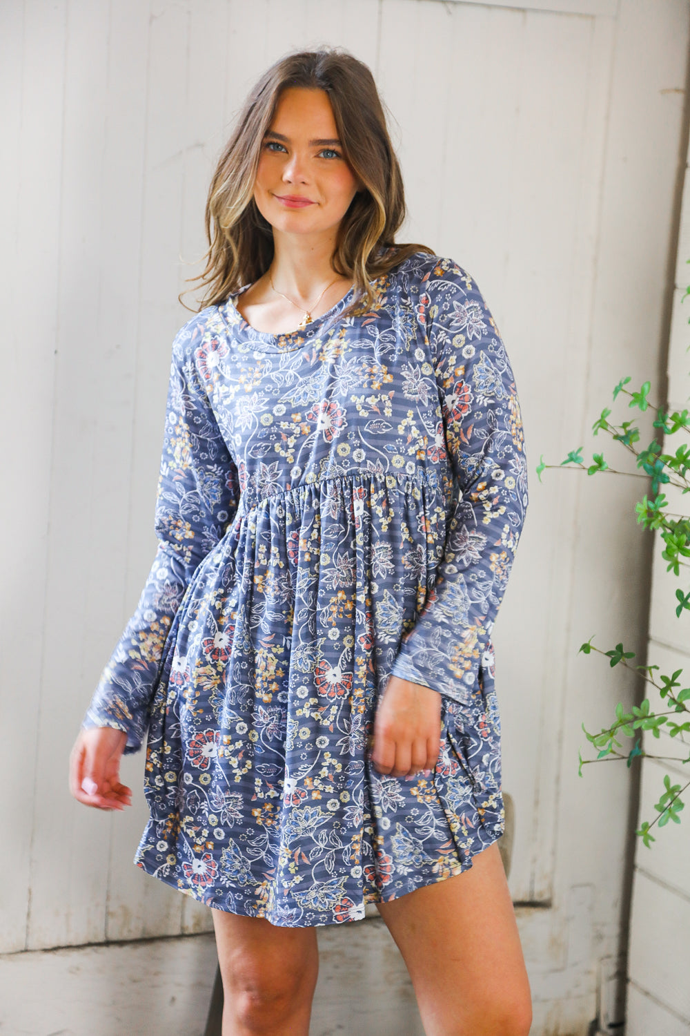 Midnight Meadows Charcoal Swing Dress