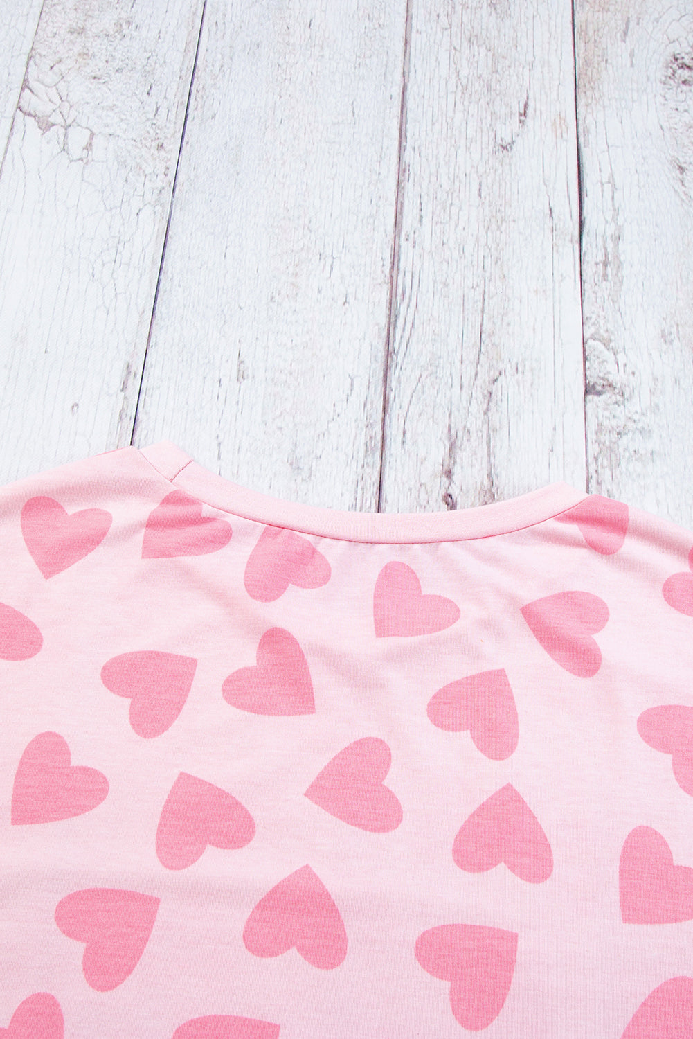 Valentine Heart Print Long Sleeve Top Shorts Lounge Set