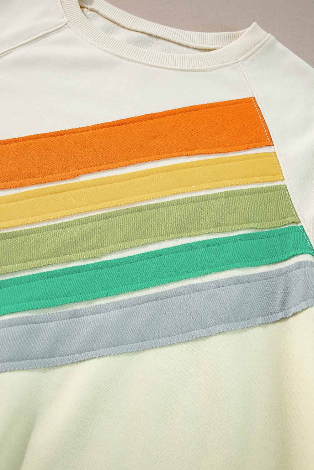 Black Rainbow Raglan Sleeve Crew Neck Plus Size Sweatshirt