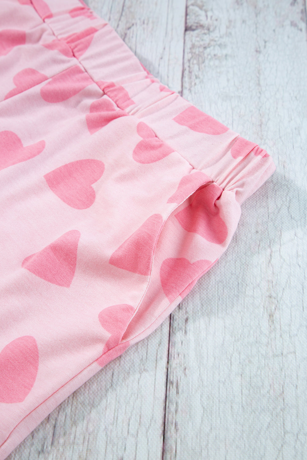 Valentine Heart Print Long Sleeve Top Shorts Lounge Set