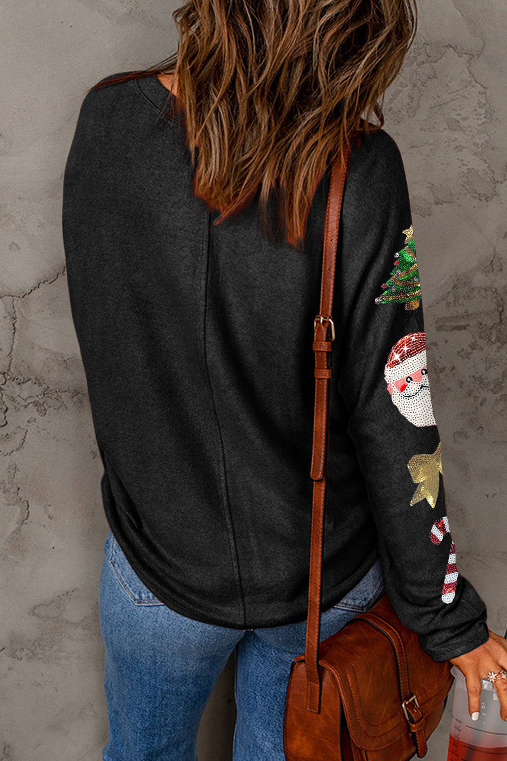 Christmas Sequined Sleeve Casual Pullover