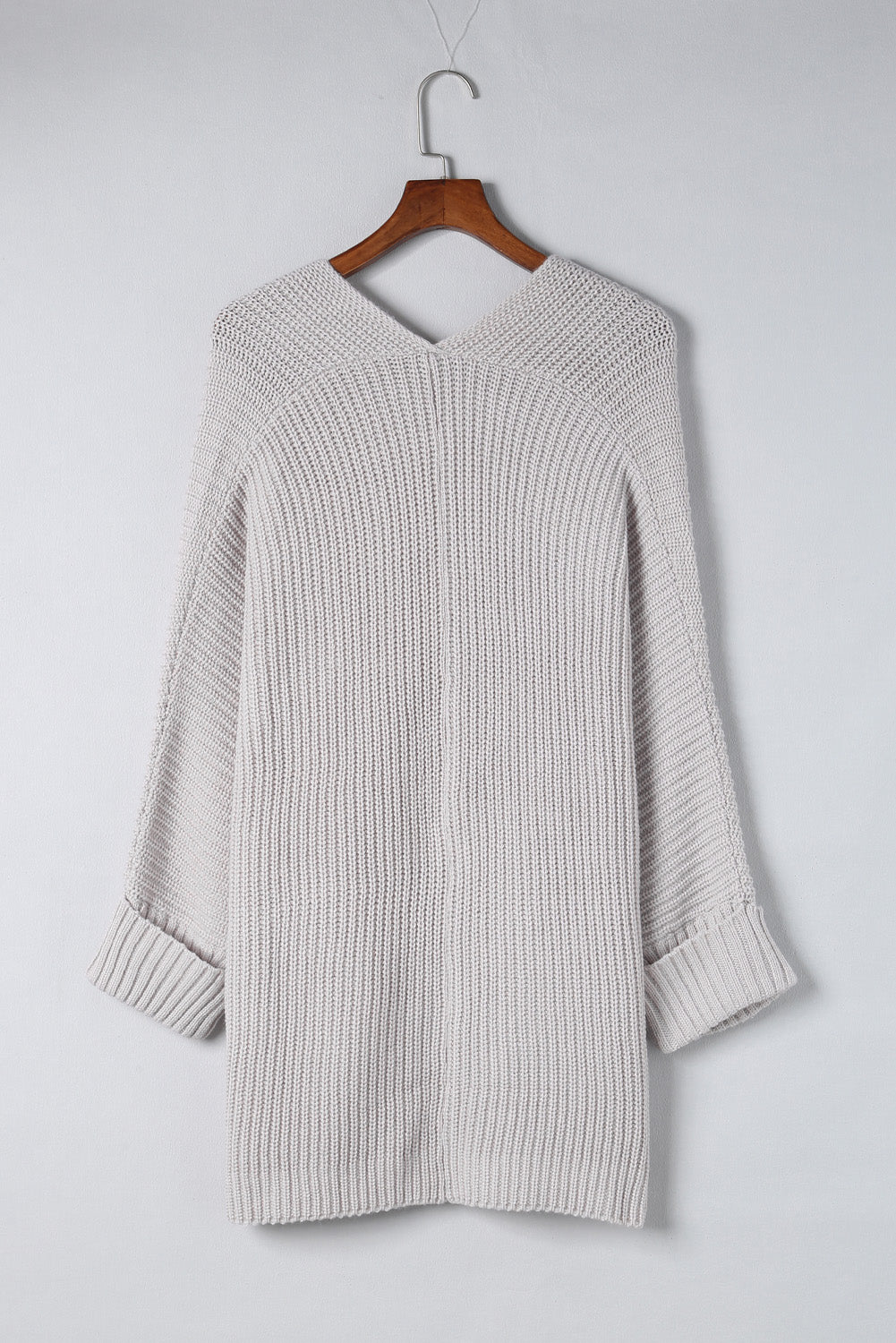Khaki Oversized Fold Over Sleeve Sweater Cardigan