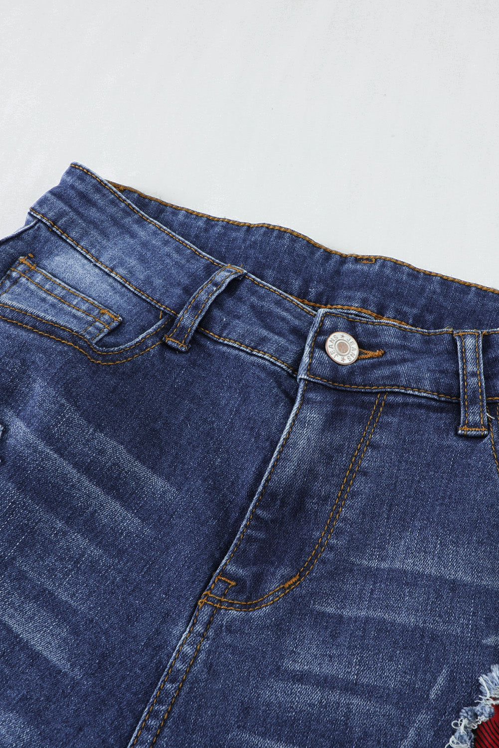 Blue Floral Patch Destroyed Skinny Jeans