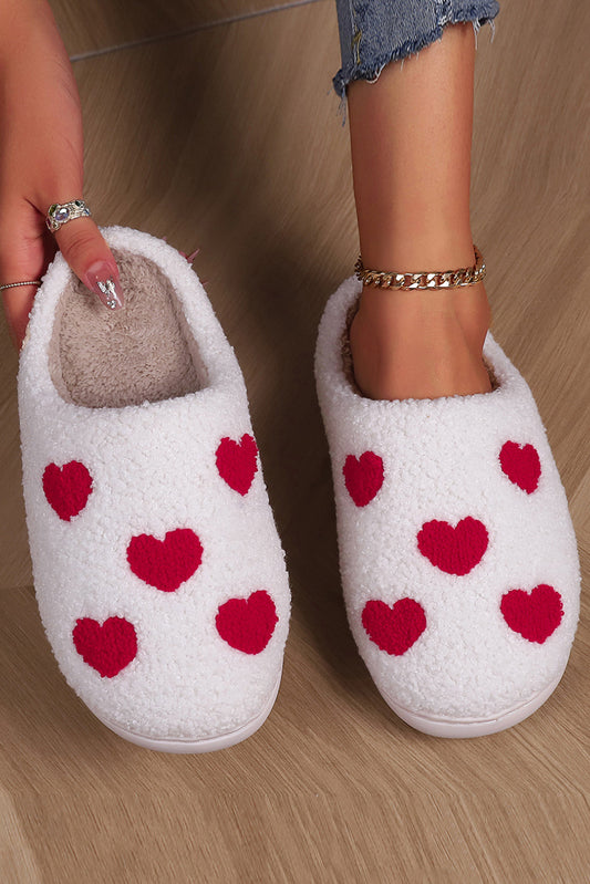 White Valentines Day Plush Slippers