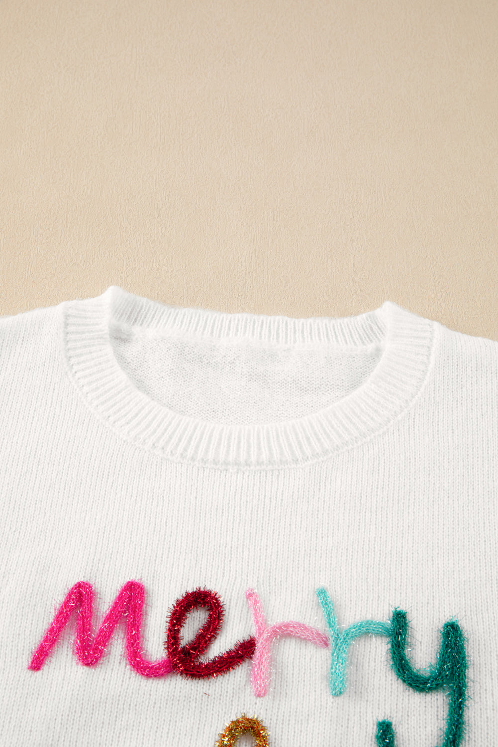White Holly Jolly Round Neck Casual Sweater
