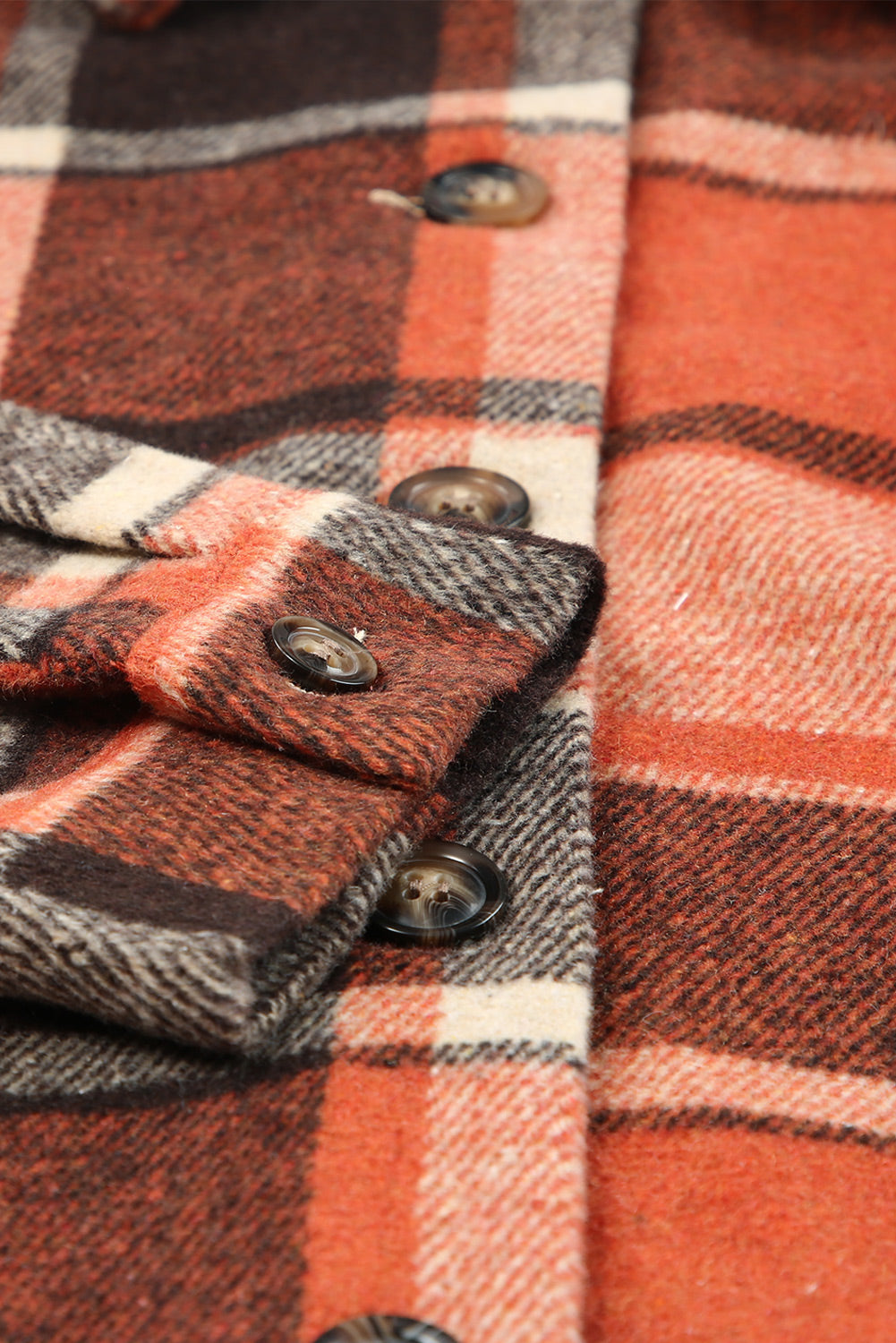 Green Hooded Plaid Button Front Shacket