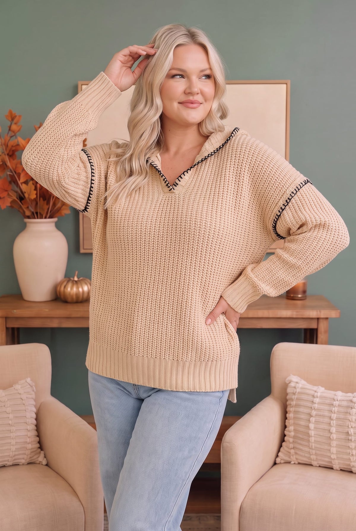 Wrapped in Grace Knit Sweater in Warm Taupe