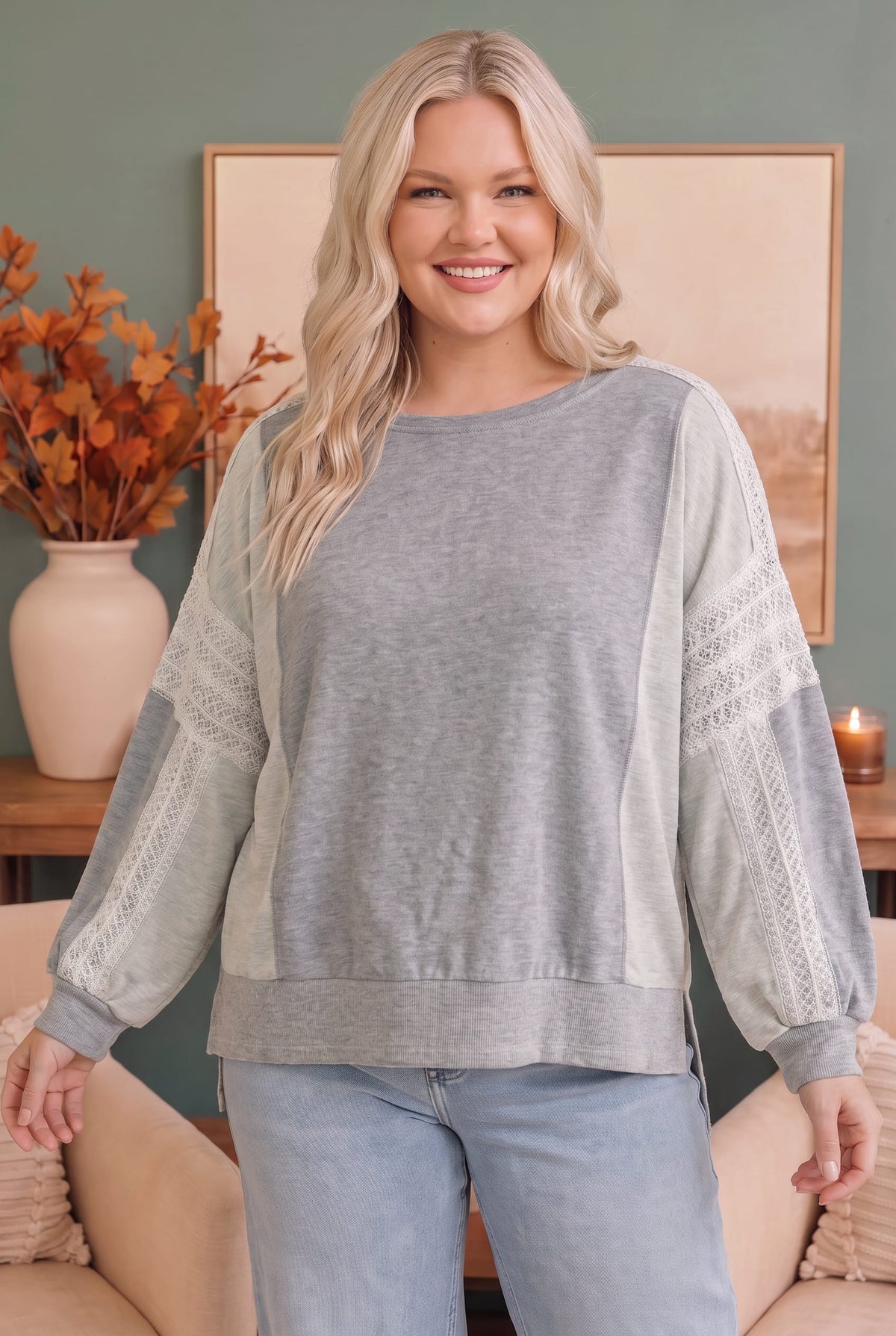 Lounging in Lace Grey Set