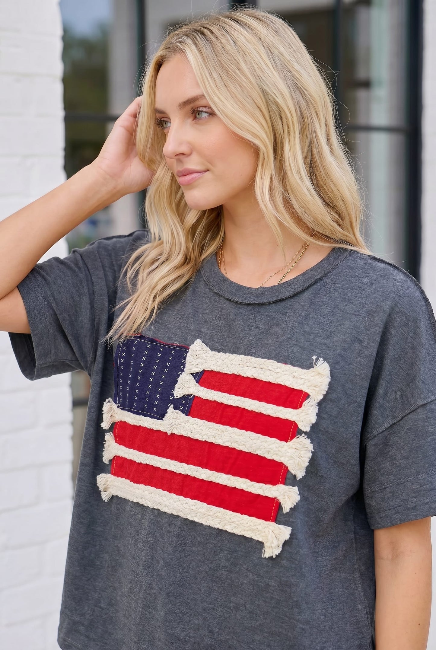 Stars and Stripes Fringe Flag Graphic Tee