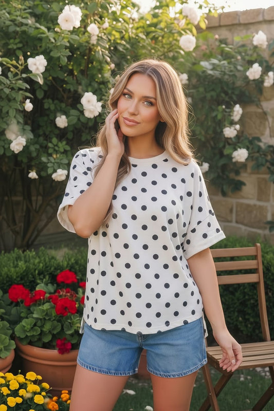 Dot to Dot Polka Print Boxy Tee