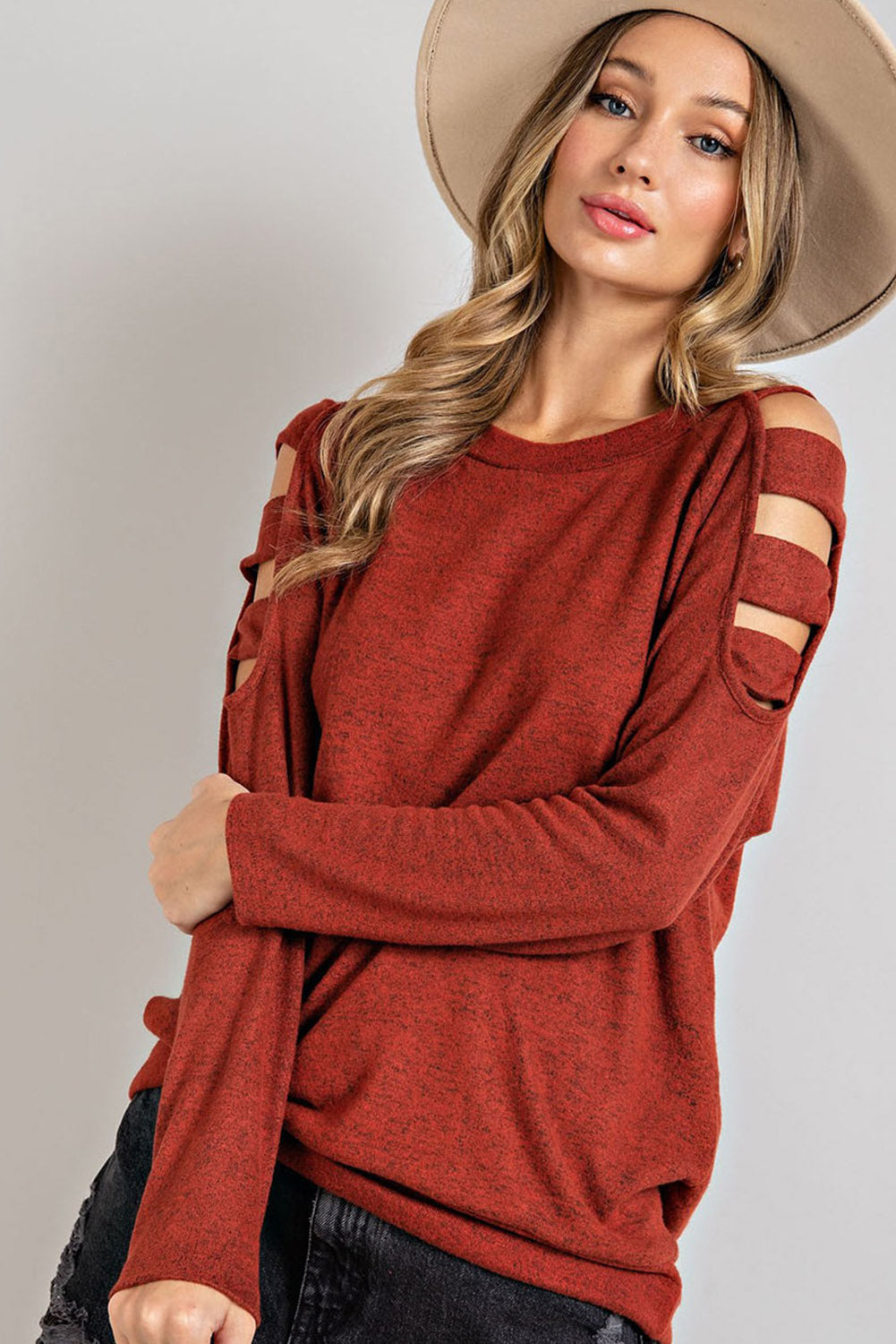 Cold Shoulder Long Sleeve Top