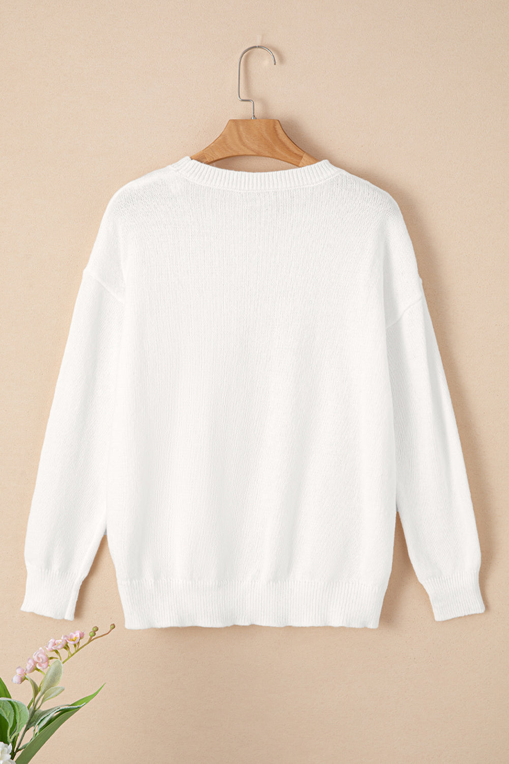 White Holly Jolly Round Neck Casual Sweater