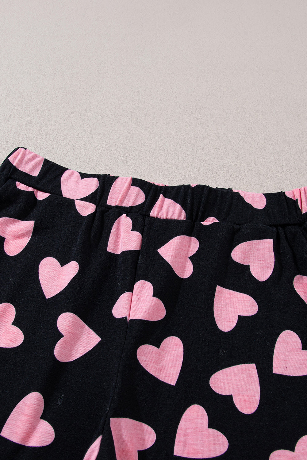 Valentine Heart Print Long Sleeve Top Shorts Lounge Set
