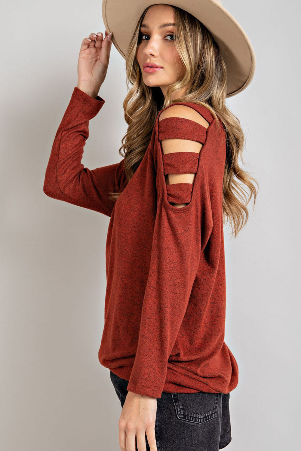 Cold Shoulder Long Sleeve Top