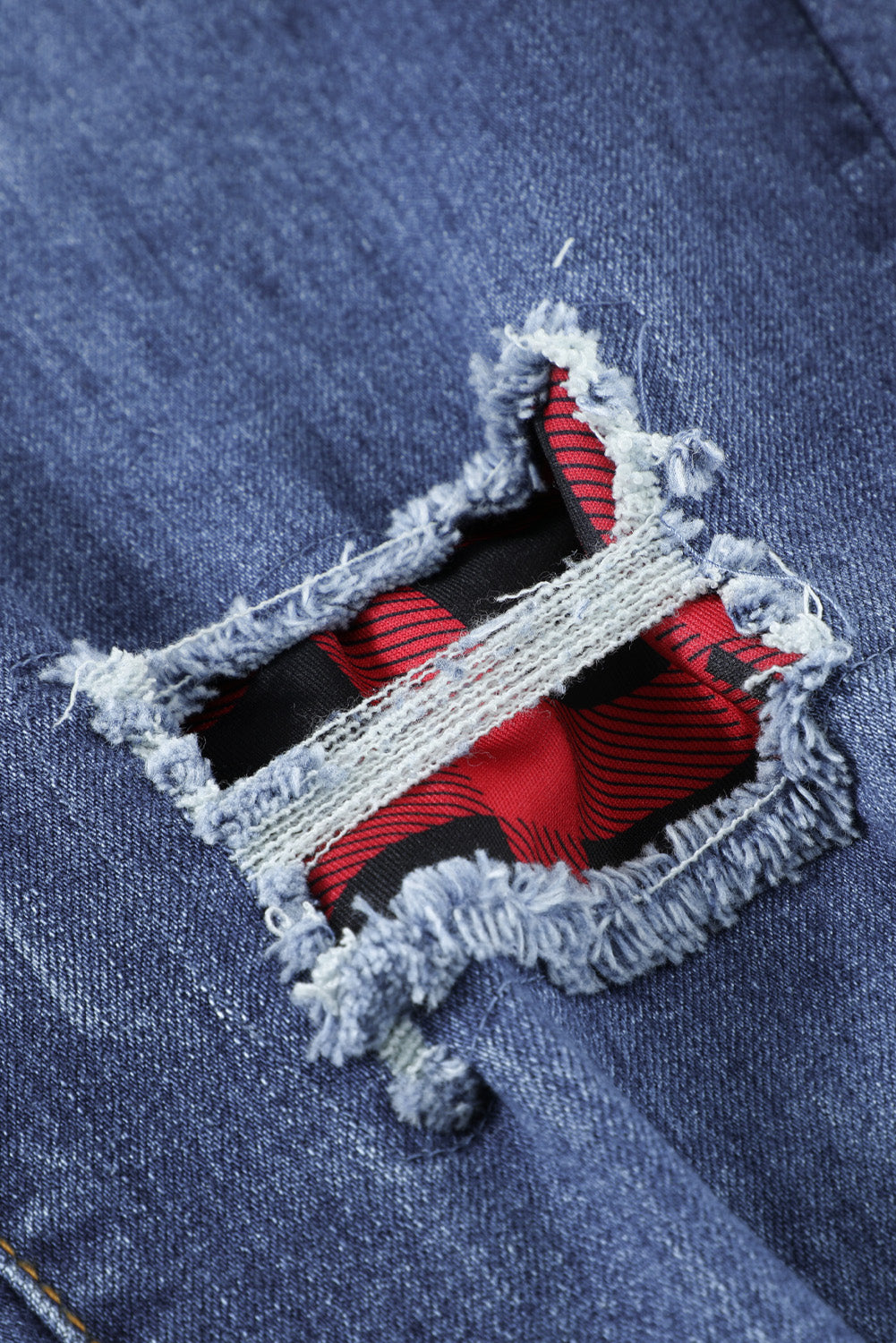 Blue Floral Patch Destroyed Skinny Jeans