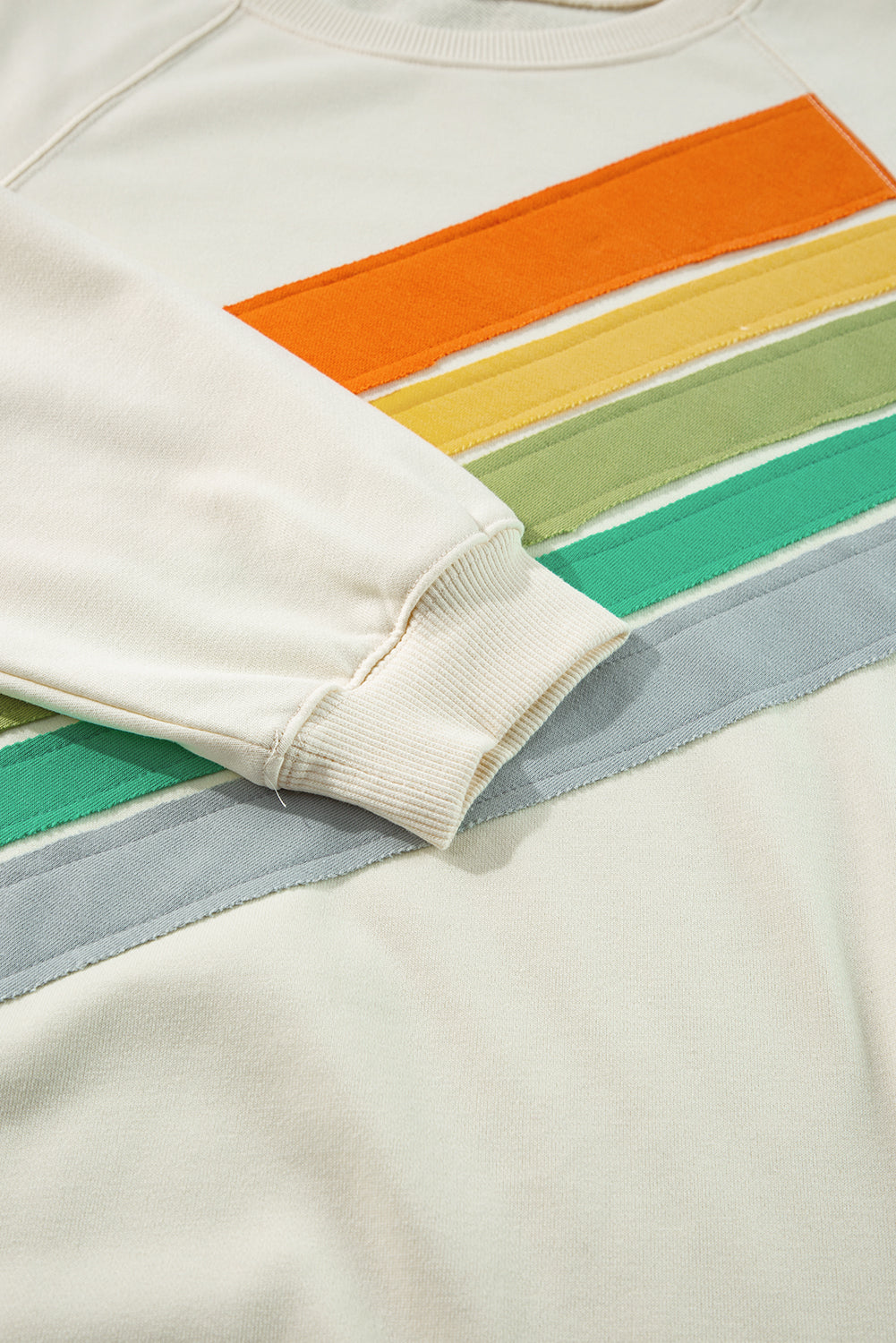 Black Rainbow Raglan Sleeve Crew Neck Plus Size Sweatshirt