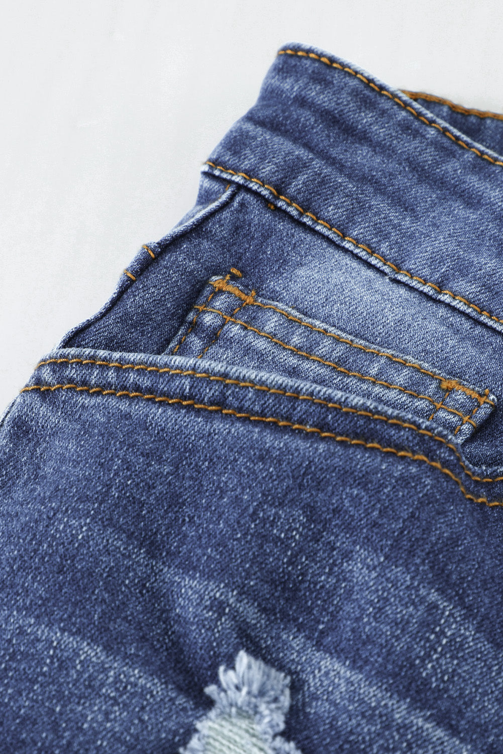 Blue Floral Patch Destroyed Skinny Jeans