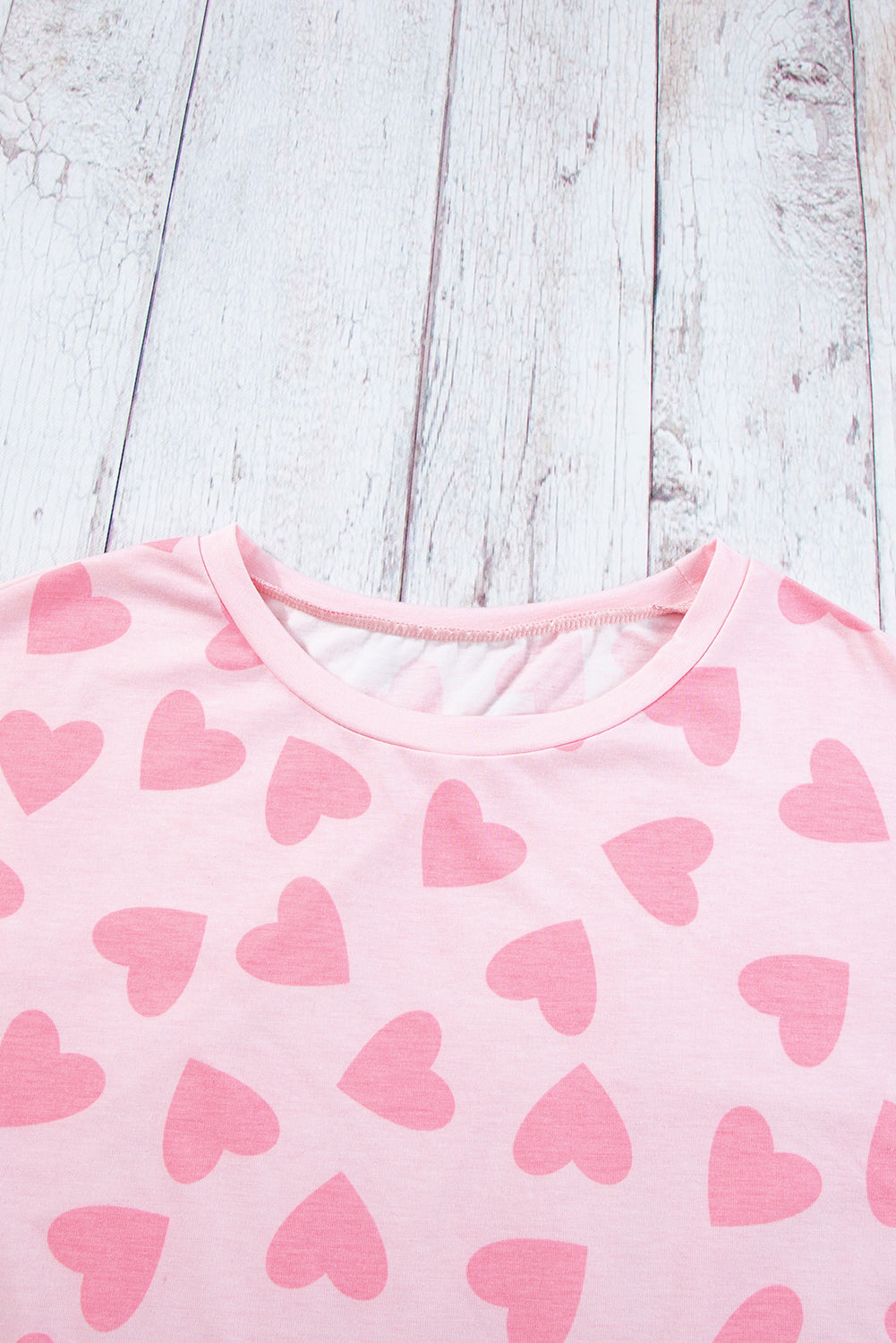 Valentine Heart Print Long Sleeve Top Shorts Lounge Set