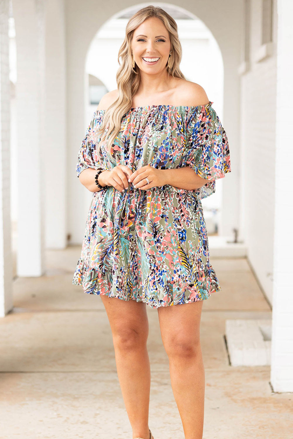Green Wrap V Neck Floral Maxi Dress