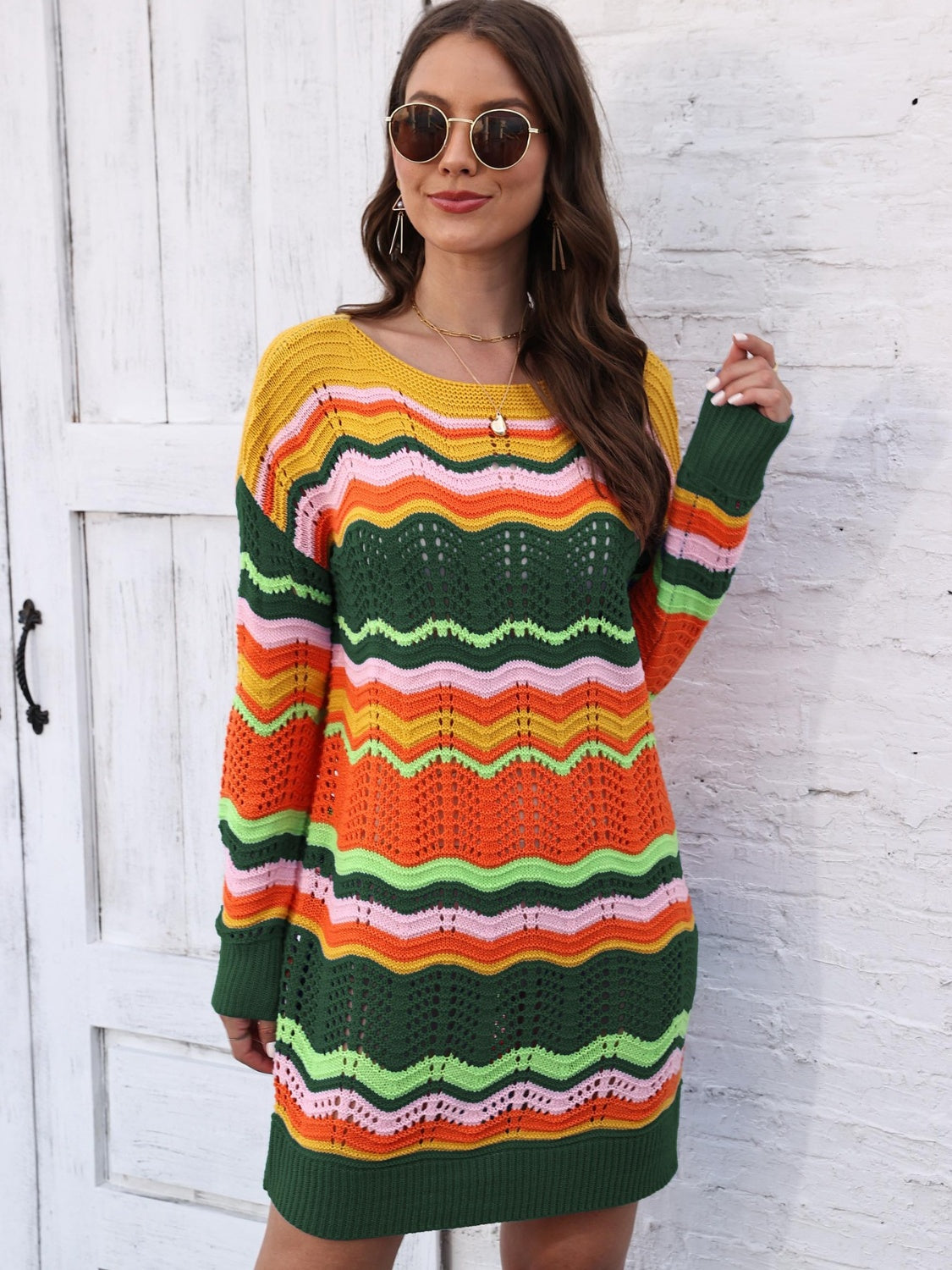 Openwork Sweater Dress