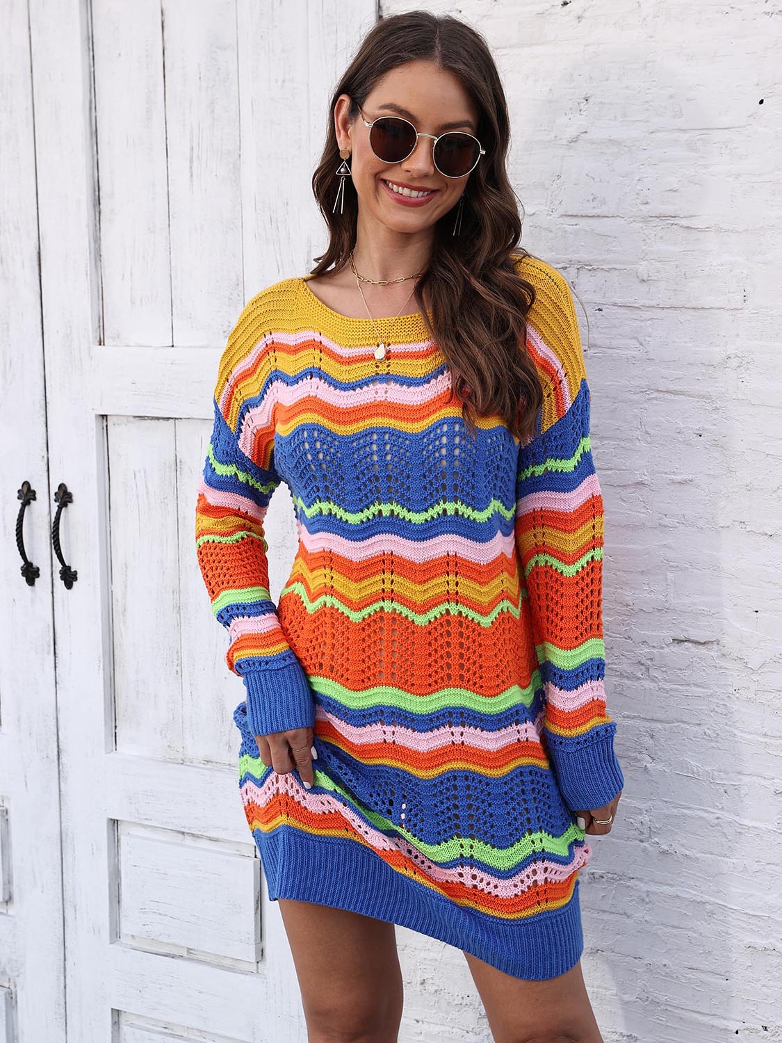 Openwork Sweater Dress