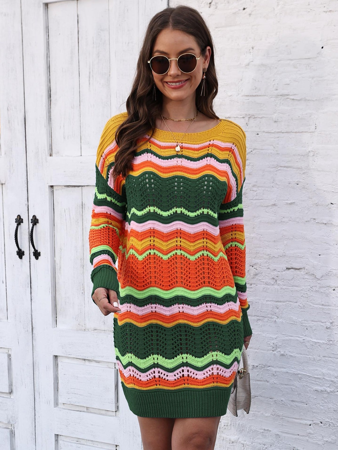 Openwork Sweater Dress