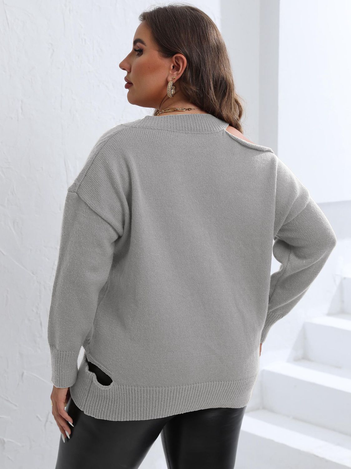 Plus Size cold-shoulder Sweater