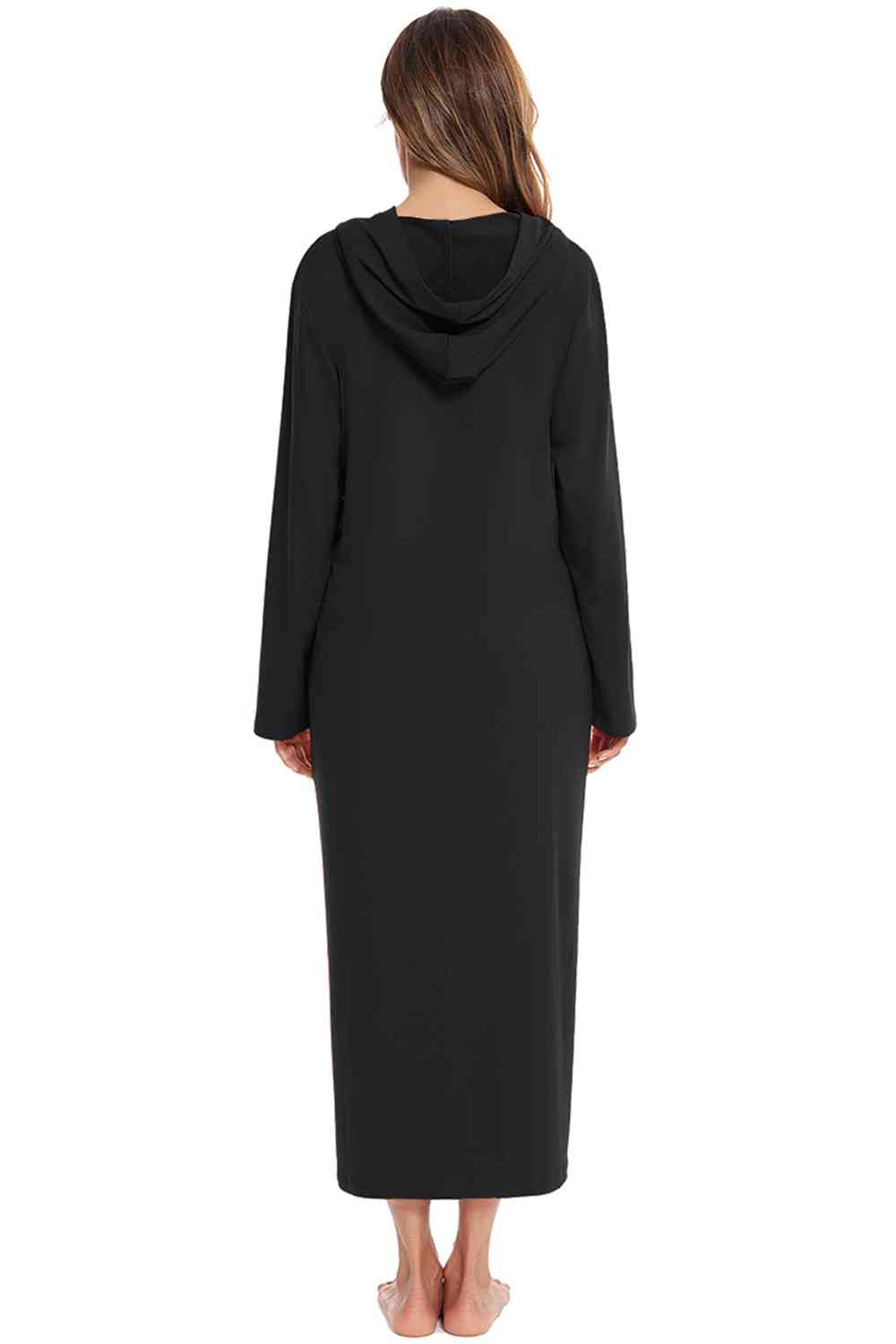 Zip Front Hooded robe with Pockets