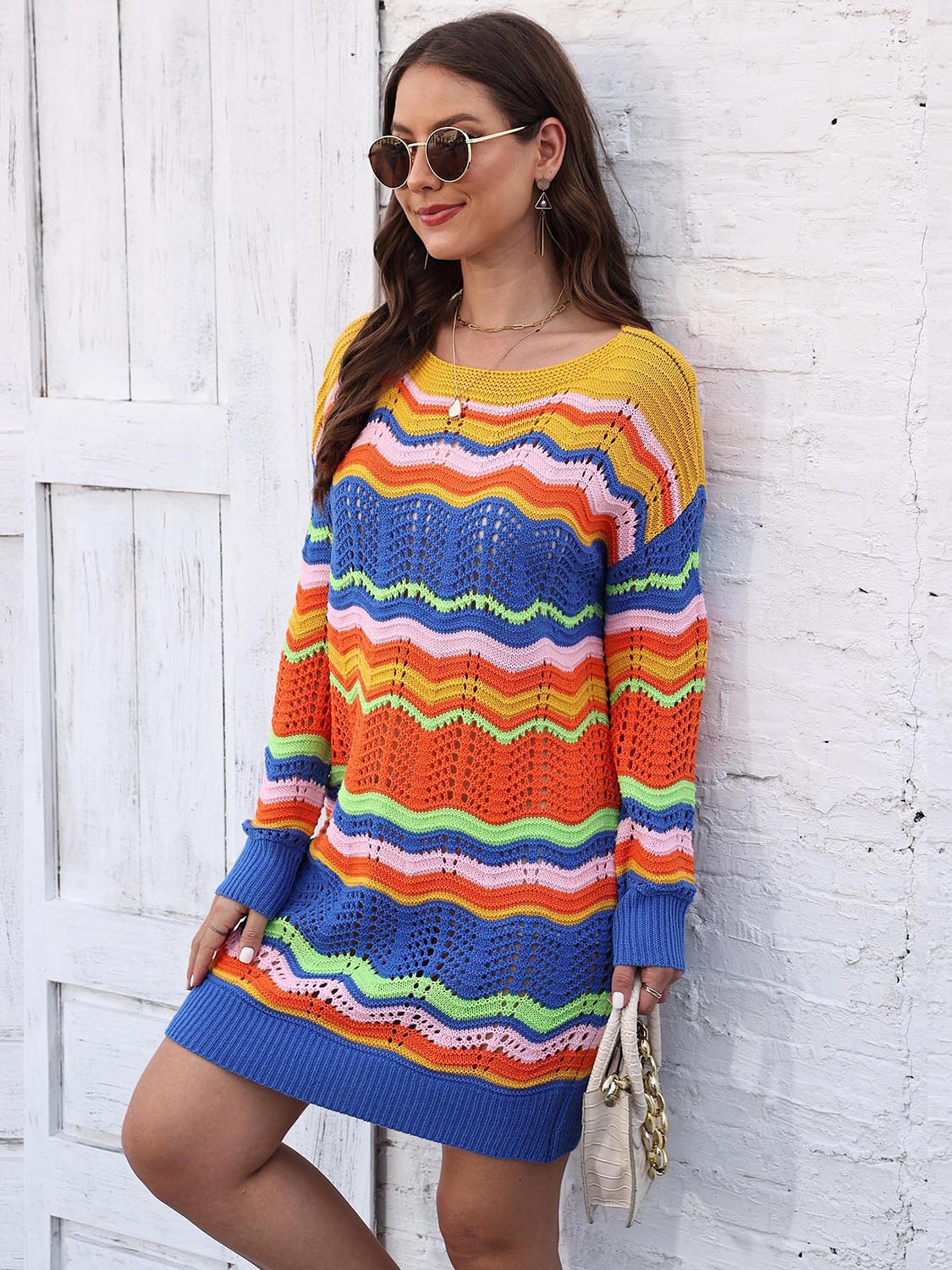 Openwork Sweater Dress