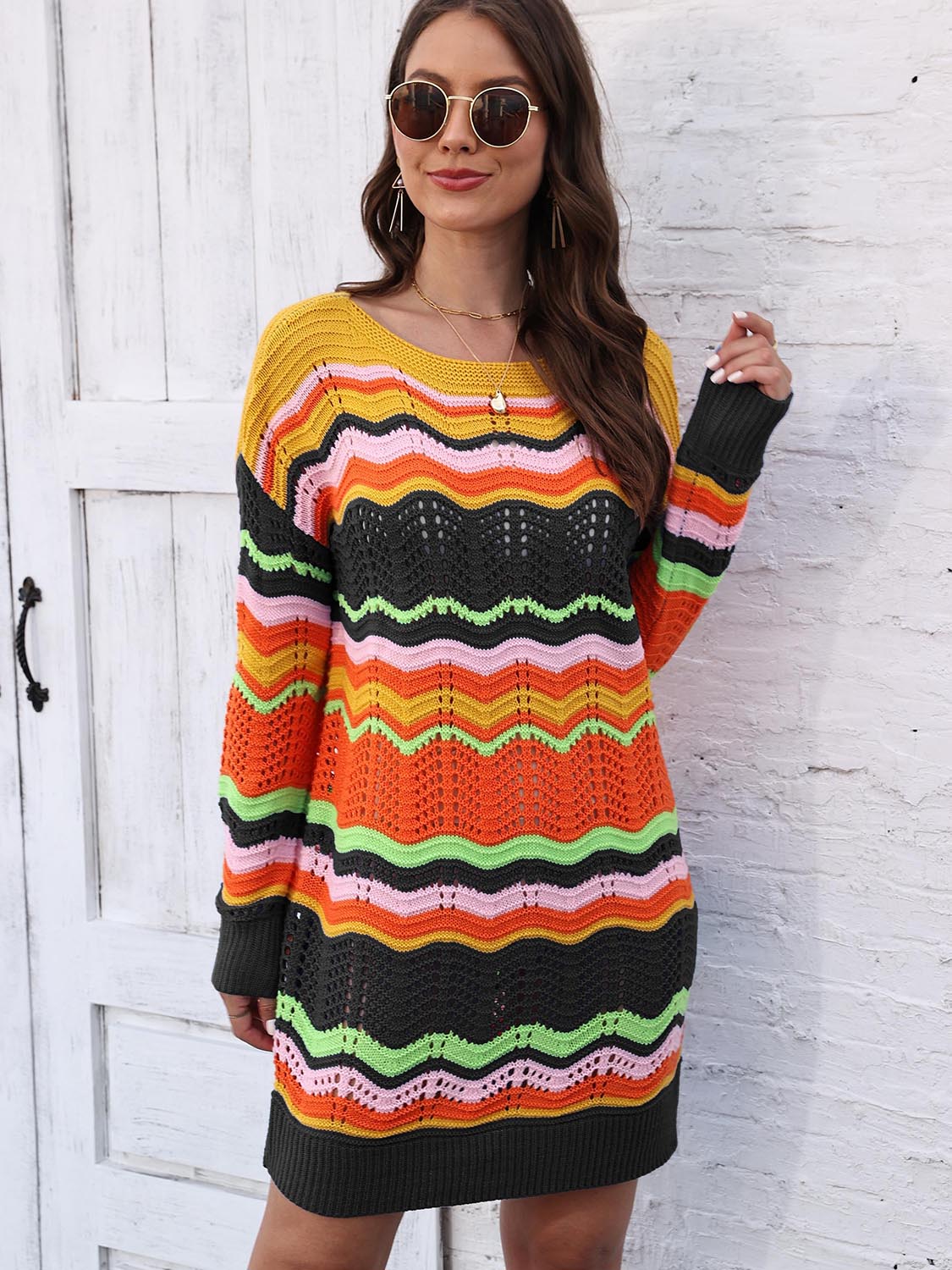 Openwork Sweater Dress
